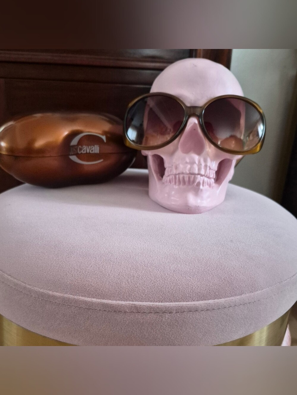 Rare Vintage Y2K Just Cavalli Olive Gold Oversized Sunglasses